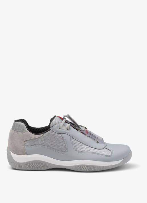 Prada America's Cup Original sneaker met leren details - voorkant 5 blauwgrijs
