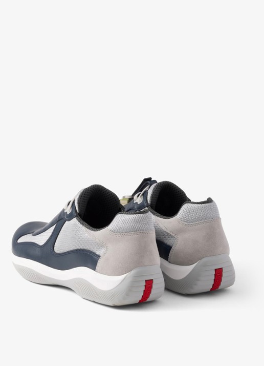 Prada America's Cup Original sneaker met leren details - achterkant 7 donkerblauw