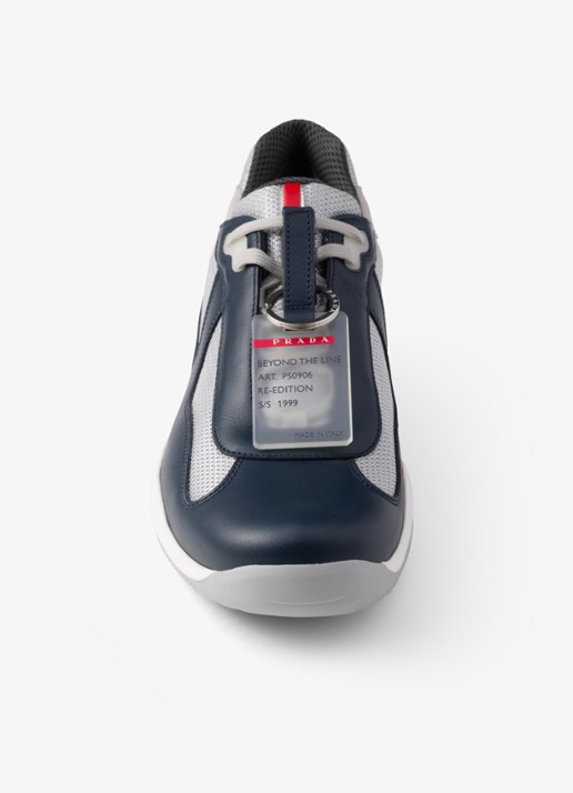 Prada America's Cup Original sneaker met leren details - detail 4 donkerblauw