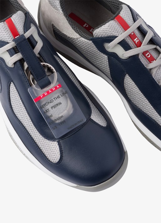 Prada America's Cup Original sneaker met leren details - detail 5 donkerblauw