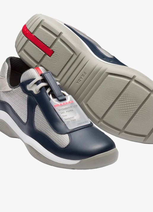 Prada America's Cup Original sneaker met leren details - detail 6 donkerblauw