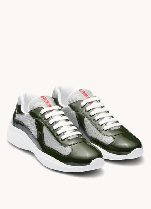 Prada America's Cup sneaker met lakleren details - voorkant 5 donkergroen