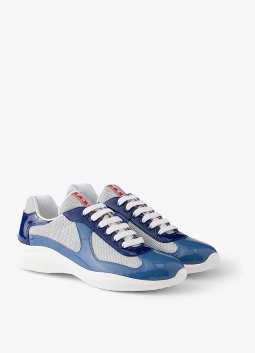 Prada America's Cup sneaker met lakleren details - voorkant 5 blauw