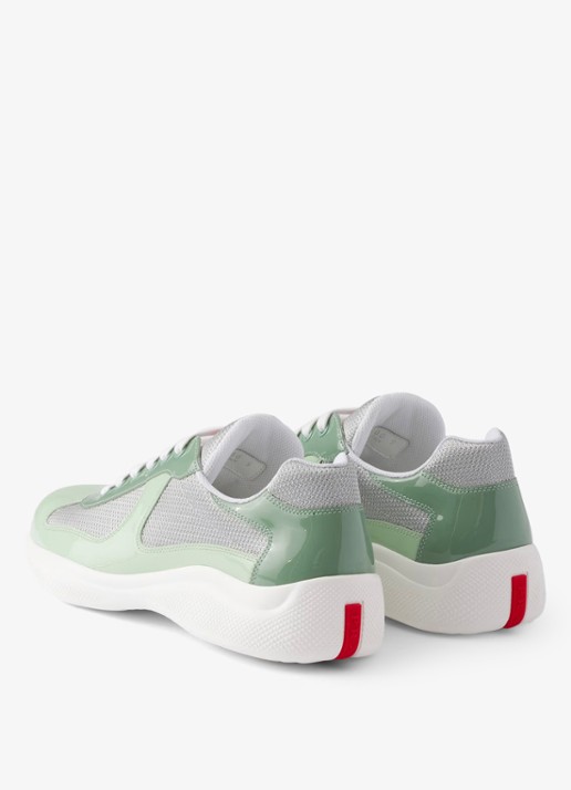 Prada America's Cup sneaker met lakleren details - achterkant 3 lichtgroen