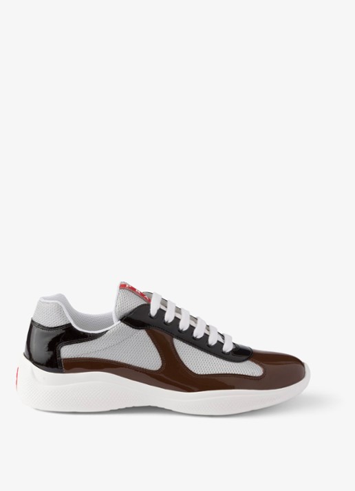Prada America's Cup sneaker met lakleren details - voorkant 5 bruin