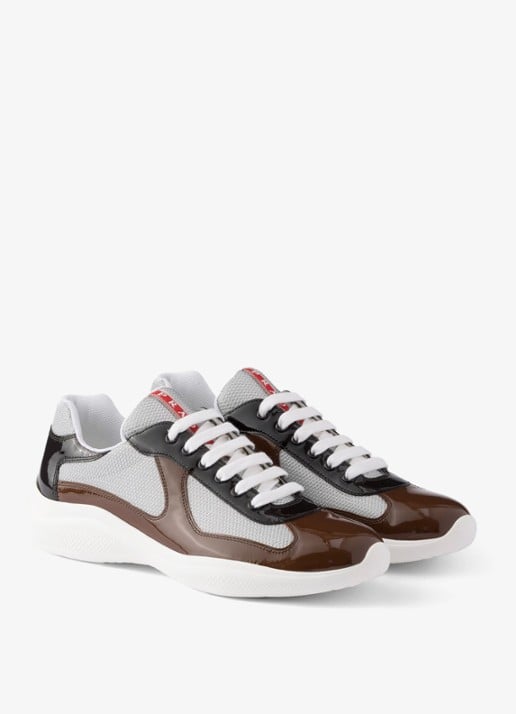 Prada America's Cup sneaker met lakleren details - voorkant 6 bruin