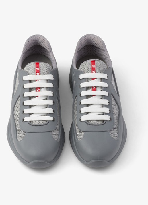 Prada America's Cup sneaker met mesh details - detail 4 grijs