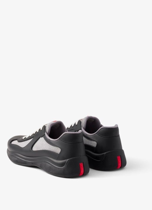 Prada America's Cup sneaker met mesh details - achterkant 7 zwart