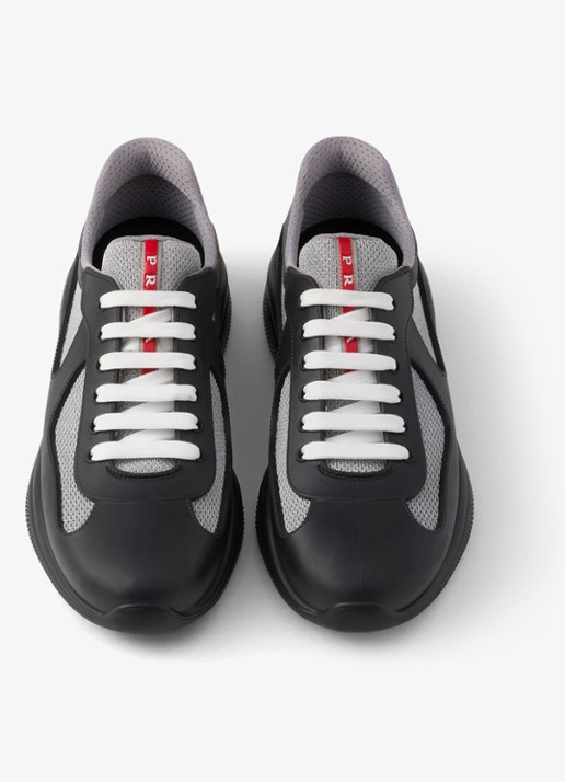 Prada America's Cup sneaker met mesh details - detail 5 zwart