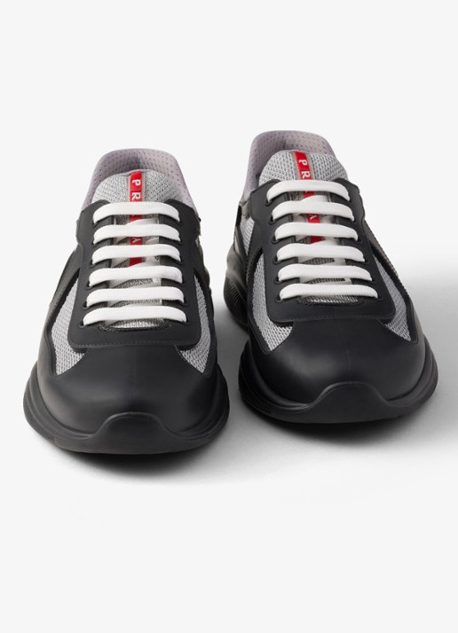 Prada America's Cup sneaker met mesh details - detail 6 zwart
