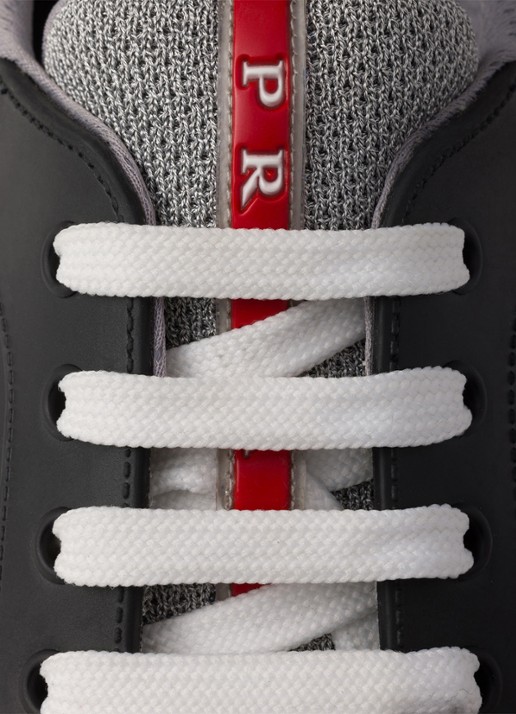 Prada America's Cup sneaker met mesh details - detail 7 zwart