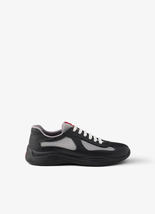 Prada America's Cup sneaker met mesh details - voorkant 2 zwart