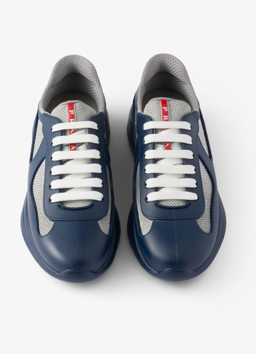 Prada America's Cup sneaker met mesh details - detail 3 donkerblauw