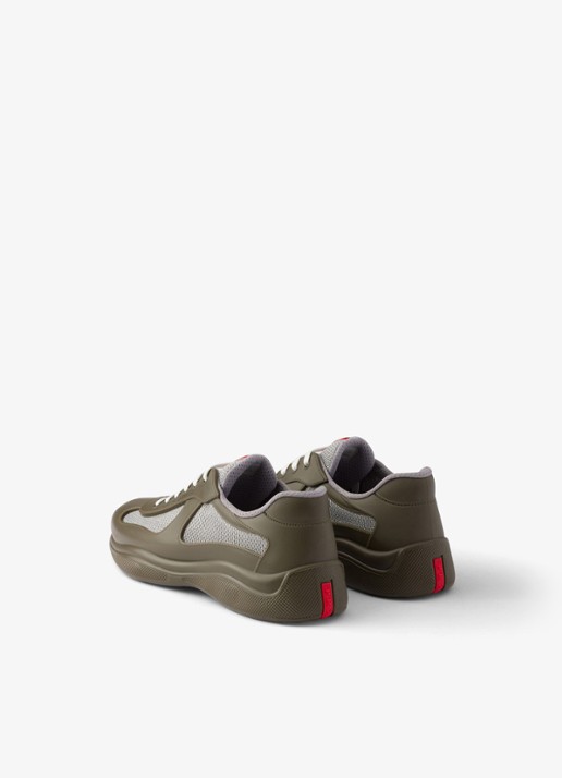 Prada America's Cup sneaker met mesh details - achterkant legergroen