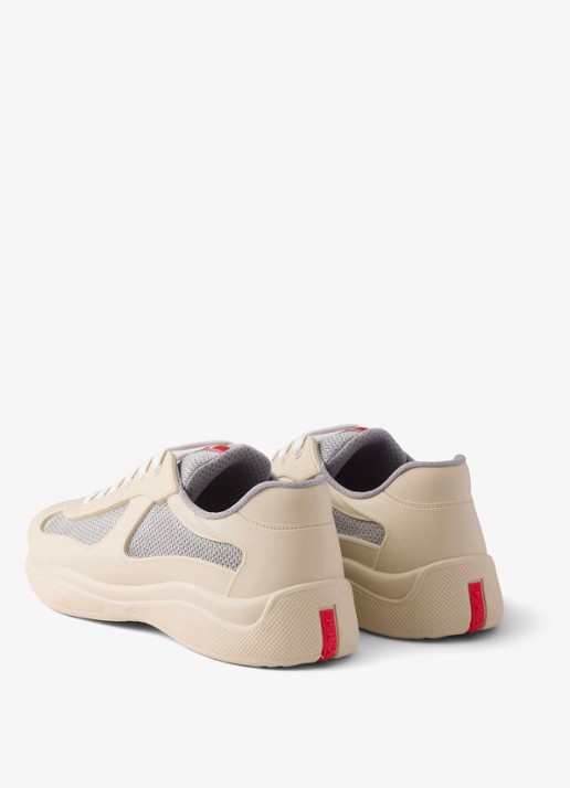 Prada America's Cup sneaker met mesh details - achterkant 4 creme