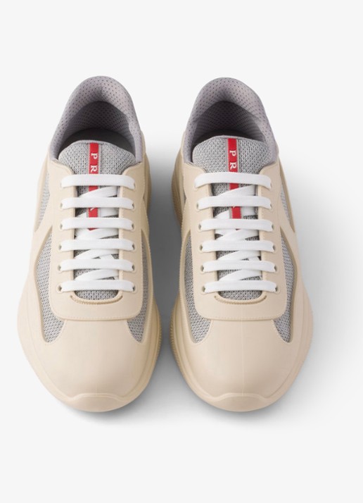 Prada America's Cup sneaker met mesh details - detail creme