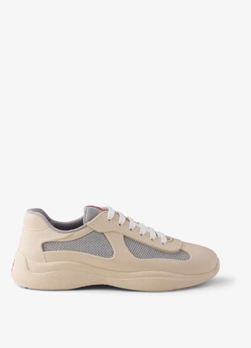 Prada America's Cup sneaker met mesh details - voorkant 5 creme