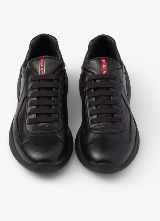 Prada America's Cup sneaker van lamsleer - detail 3 zwart