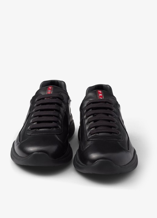 Prada America's Cup sneaker van lamsleer - detail 4 zwart