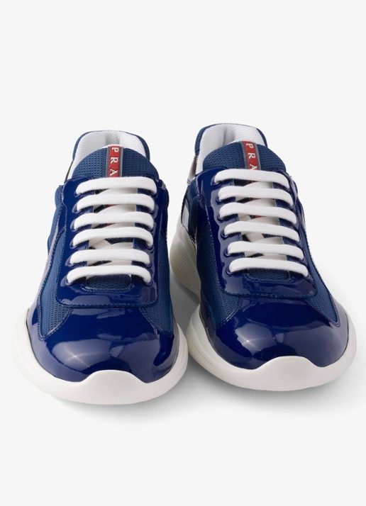 Prada America's Cup sneaker van mesh met details van lakleer - detail 2 blauw