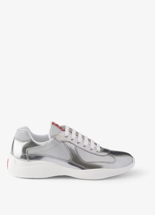 Prada America's Cup sneaker van mesh met metallic finish