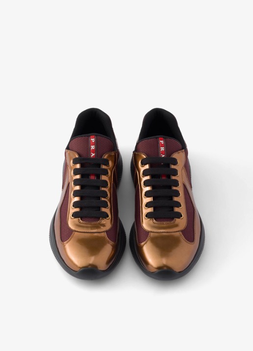 Prada America's Cup sneaker van mesh met metallic finish - detail 4 goud