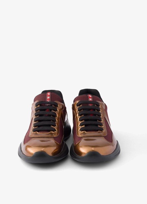 Prada America's Cup sneaker van mesh met metallic finish - detail 5 goud