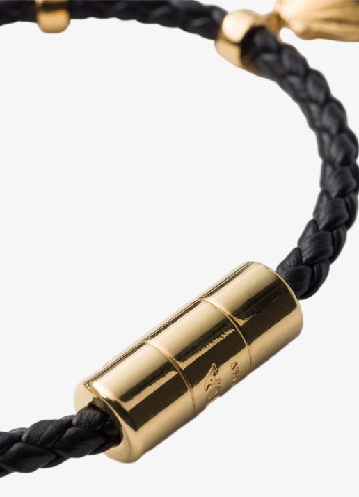 Prada Armband van leer met bedels - detail 6 zwart