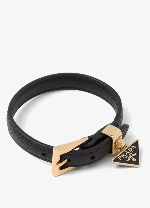 Prada Armband van leer met hanger - voorkant 2 zwart