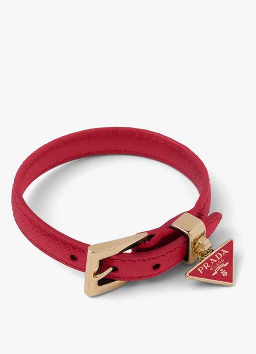 Prada Armband van leer met hanger - voorkant 2 rood
