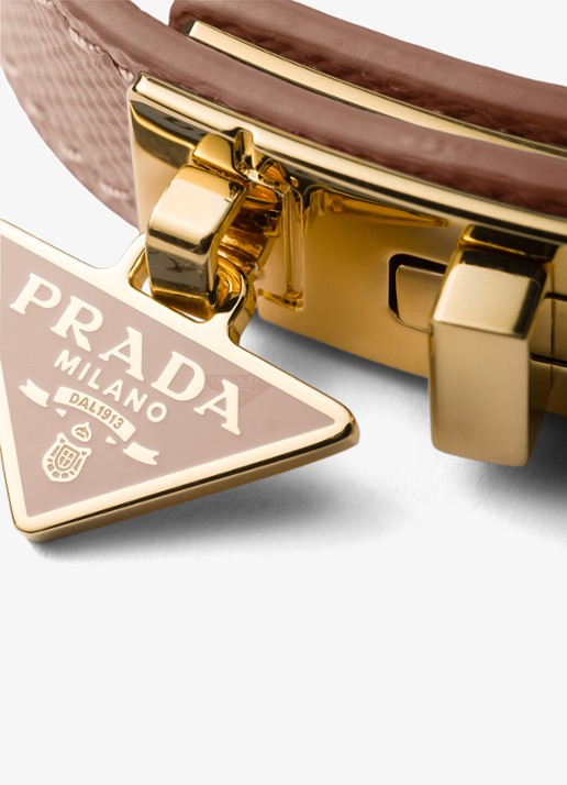 Prada Armband van leer met logo - detail oudroze