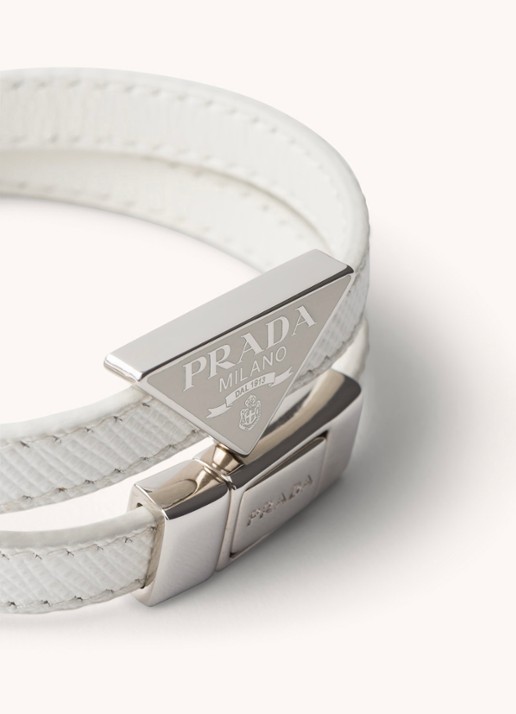 Prada Armband van leer met logo - detail 2 wit