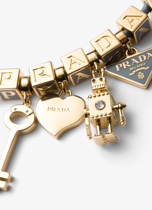 Prada Armband van leer - detail staalblauw