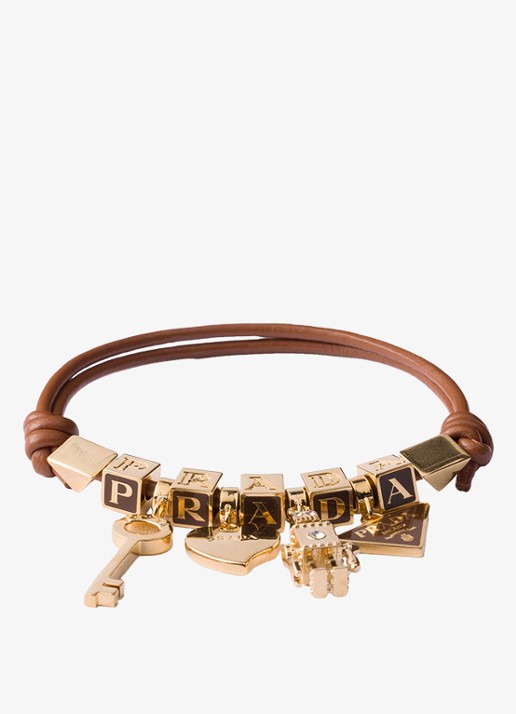 Prada Armband van leer - voorkant bruin