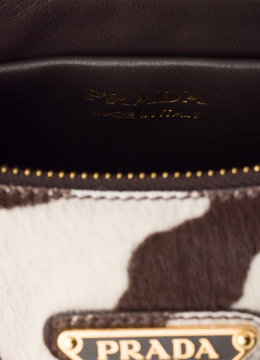 Prada Arqué Mini schoudertas van kalfsleer met ponyhair - detail 3 donkerbruin