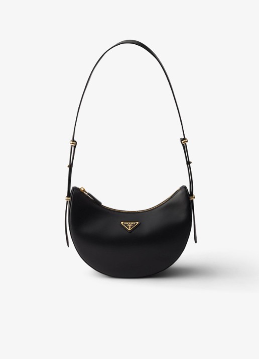 Prada Arqué Small schoudertas van kalfsleer - voorkant zwart