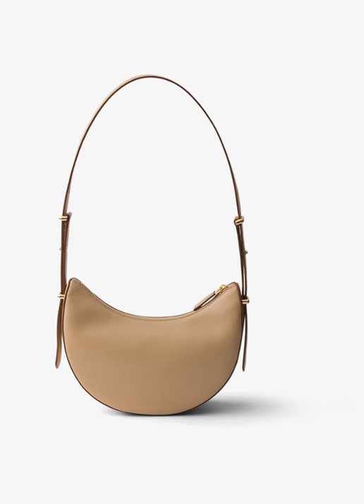 Prada Arqué Small schoudertas van kalfsleer - achterkant 5 beige