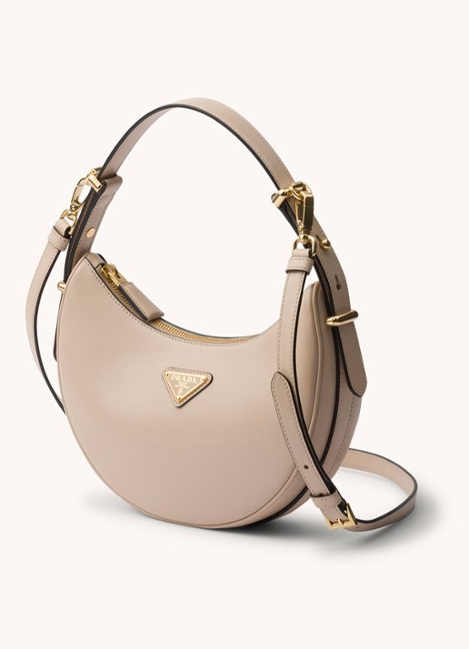 Prada Arqué Small schoudertas van leer - achterkant 3 gebroken wit