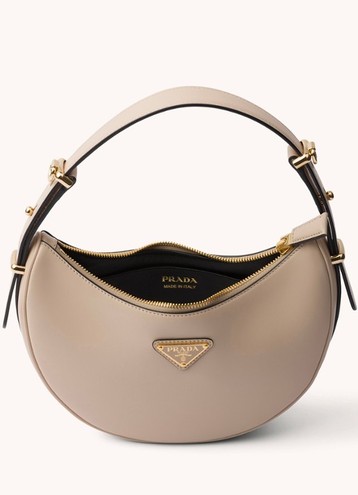Prada Arqué Small schoudertas van leer - detail 5 gebroken wit