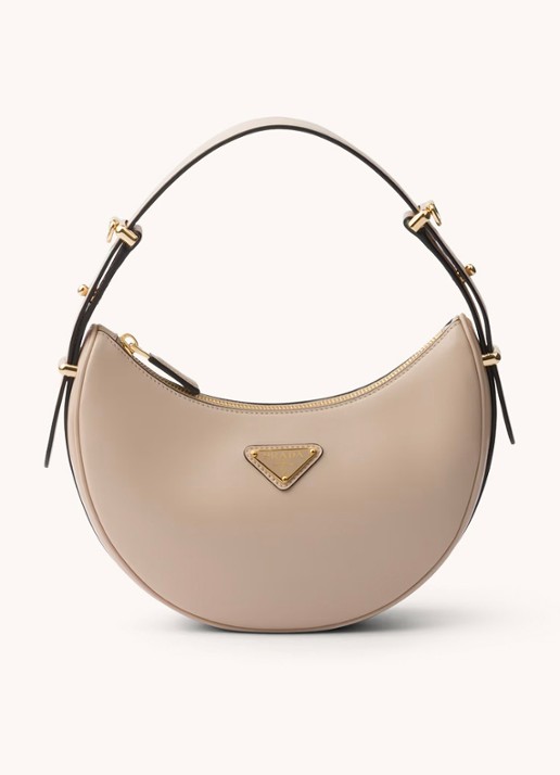 Prada Arqué Small schoudertas van leer - voorkant gebroken wit
