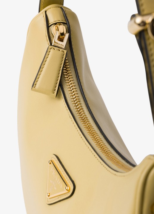 Prada Arqué Small schoudertas van leer - detail 5 lichtgeel