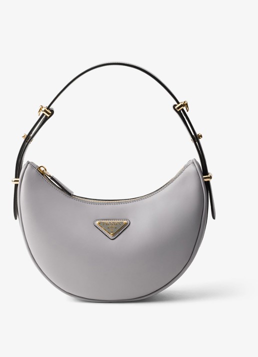 Prada Arqué Small schoudertas van leer - voorkant grijs