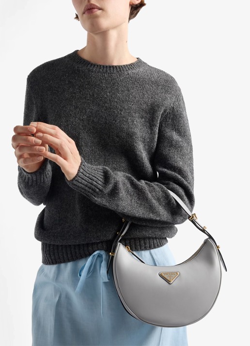 Prada Arqué Small schoudertas van leer - voorkant 2 grijs