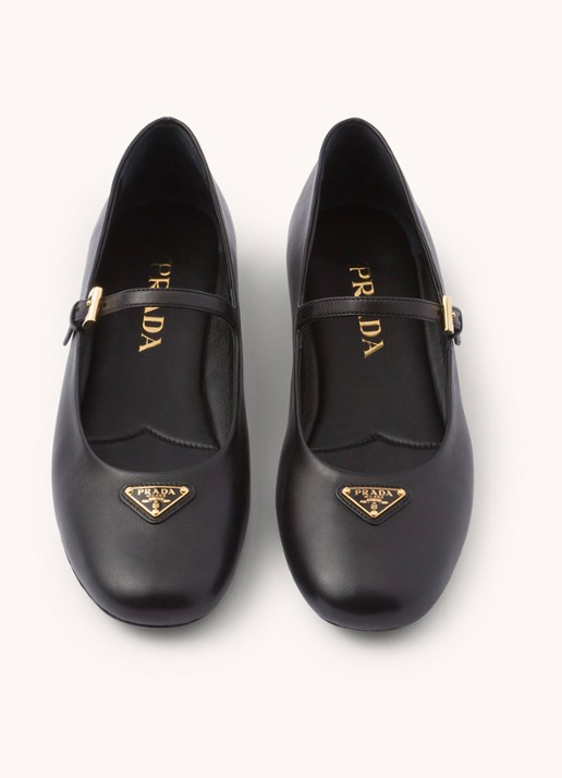 Prada Ballerina van leer met logo - achterkant 5 zwart