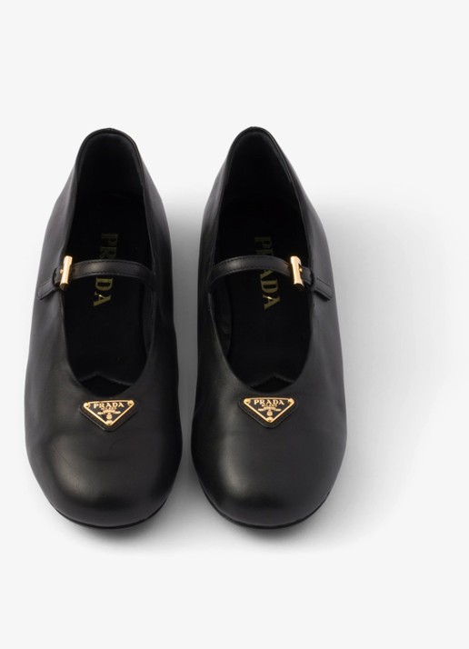 Prada Ballerina van leer - detail 3 zwart