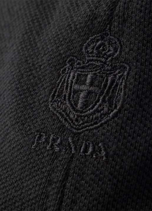 Prada Baseball pet met logoborduring - detail 3 zwart