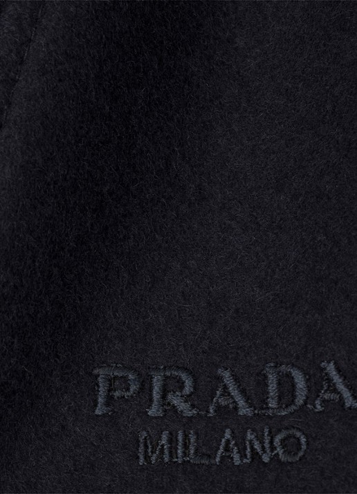 Prada Baseball pet van kasjmier met logoborduring - detail 2 donkerblauw