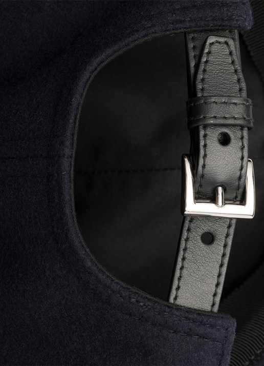 Prada Baseball pet van kasjmier met logoborduring - detail 3 donkerblauw