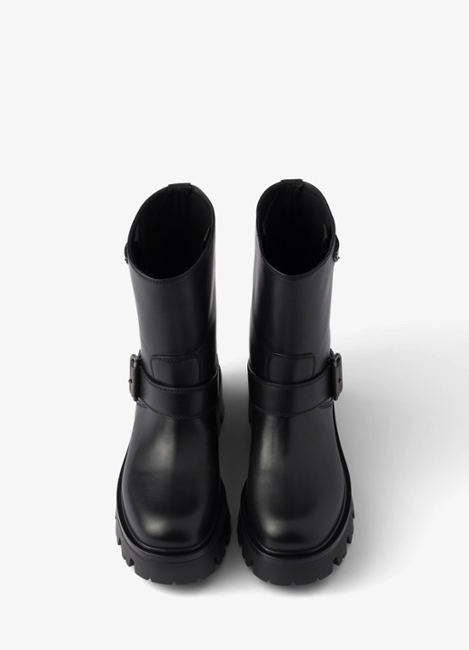 Prada Biker boot van leer - detail 2 zwart