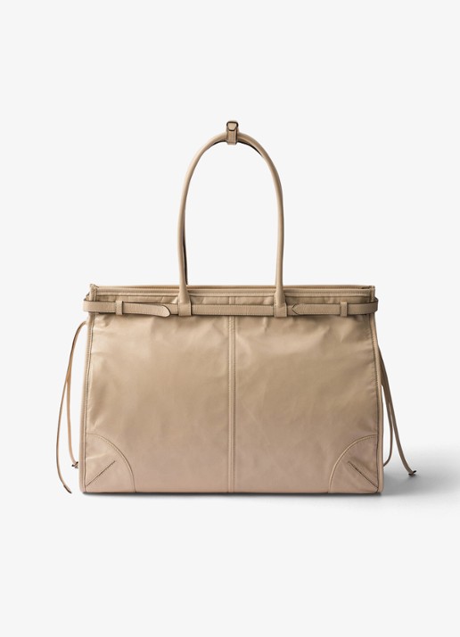 Prada Bonnie Extra-Large schoudertas van kalfsleer - achterkant 7 beige